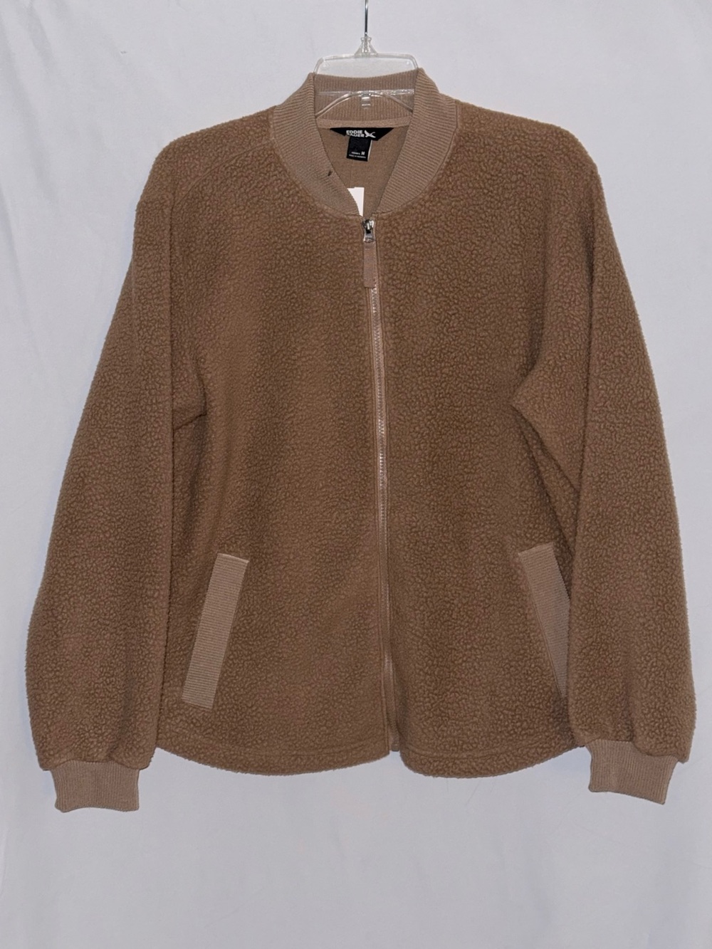 Eddie Bauer Camel Faux Shearling Bomber Jacket size Medium - Picture 3 of 13